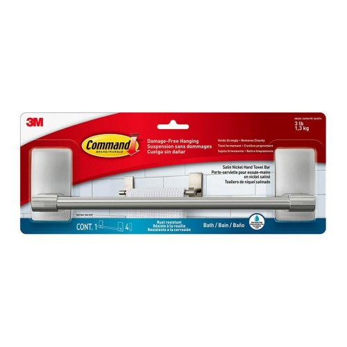 Command Bath Hand Towel Bar BATH41-SN-ESF Satin Nickel Command Bath Hand Towel Bar BATH41-SN-ESF Satin Nickel